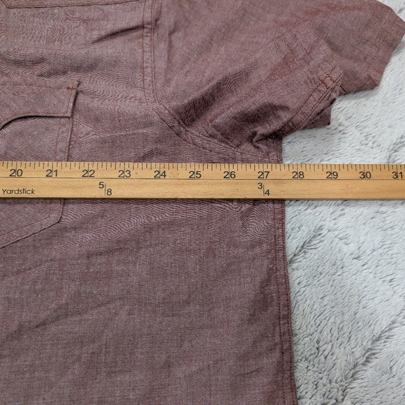 Simms Shirt Mens XXL Red Rust Notellum Western Pearl Snap Fishing Light - Picture 5 of 9